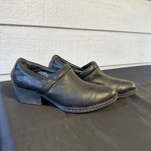 Born Shoes Womens 6 M Kinney Slip On‎ Clogs Black Leather Casual W31992